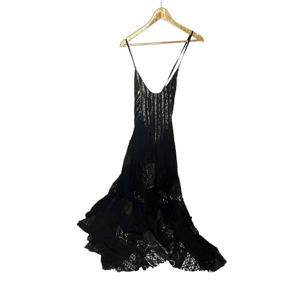 NWT Free People One Black Lace/metallic Aurella Maxi Dress black S - Picture 8 of 13